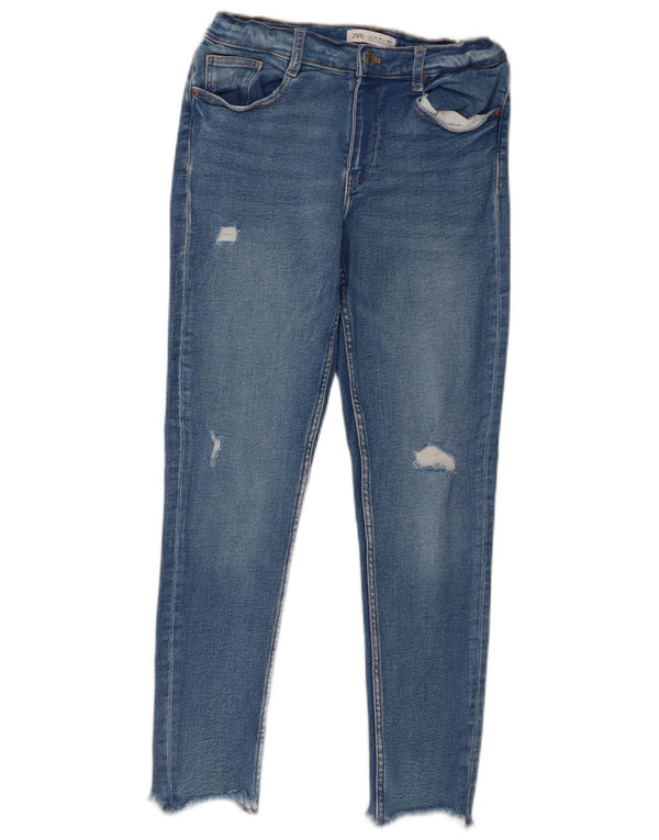 Zara Vaqueros Pitillo Desgastados Niña 13-14 Años W28 L26 Algodón Azul