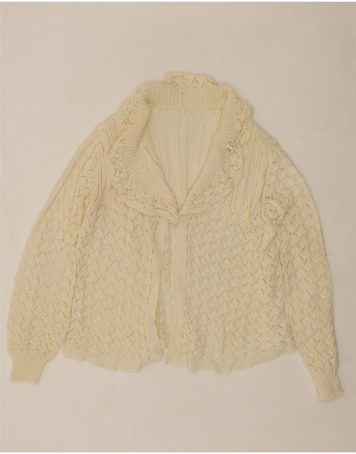 VINTAGE Womens Oversized Open Cardigan Sweater UK 18 XL White Vintage Vintage and Second-Hand Vintage from Messina Hembry 