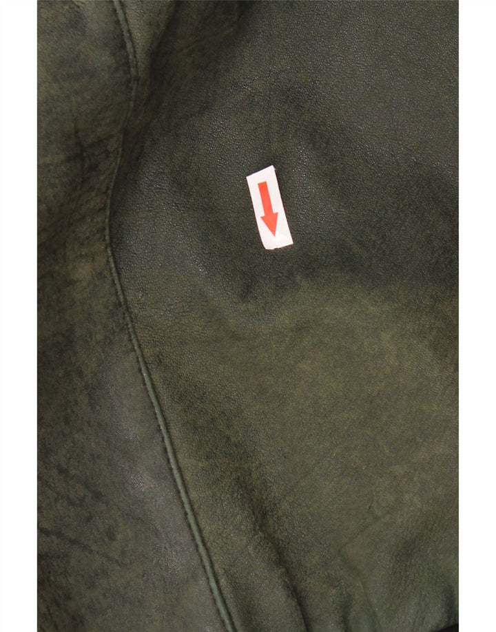 Vintage chaqueta de cuero para hombre Reino Unido 46 3XL cuero de cheque verde