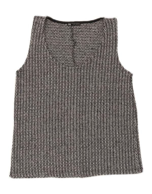 Zara Mujer Chaleco Top UK 42 Poliéster Gris Medio