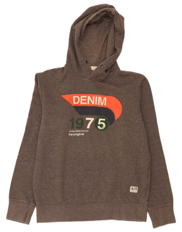 Jack & Jones Hombre Sudadera con Capucha Gráfica Jersey Grande Gris
