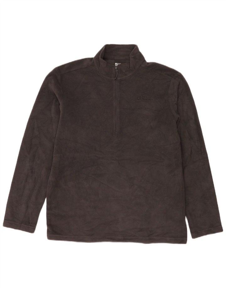 Jack Wolfskin Jersey polar con cuello y cremallera para hombre UK 42 Poliéster gris grande