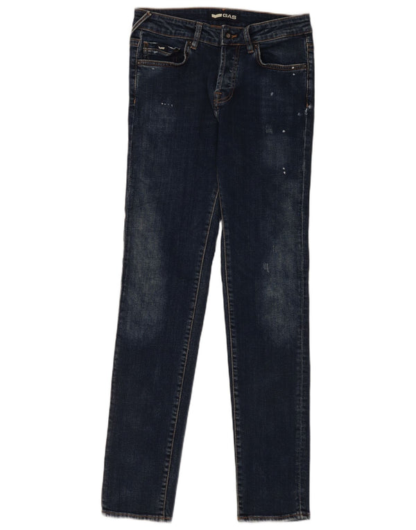 Vaqueros ajustados desgastados para hombre Gas W29 L34 Algodón azul marino