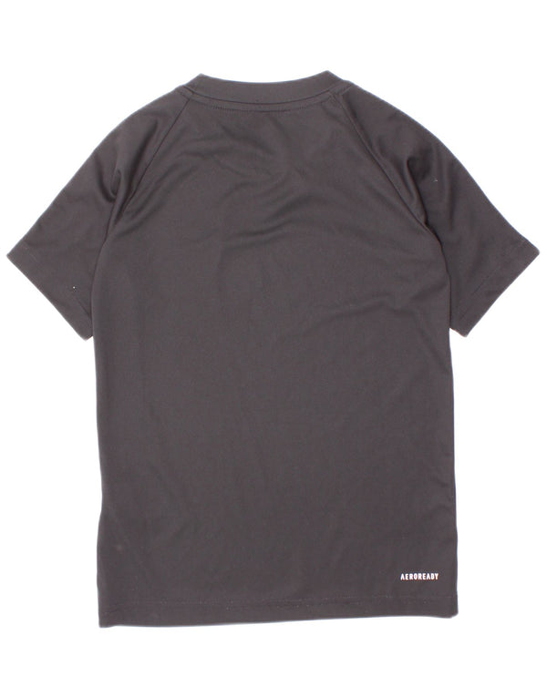 Adidas Boys Aeroready T-Shirt Top 7-8 Years Black Polyester