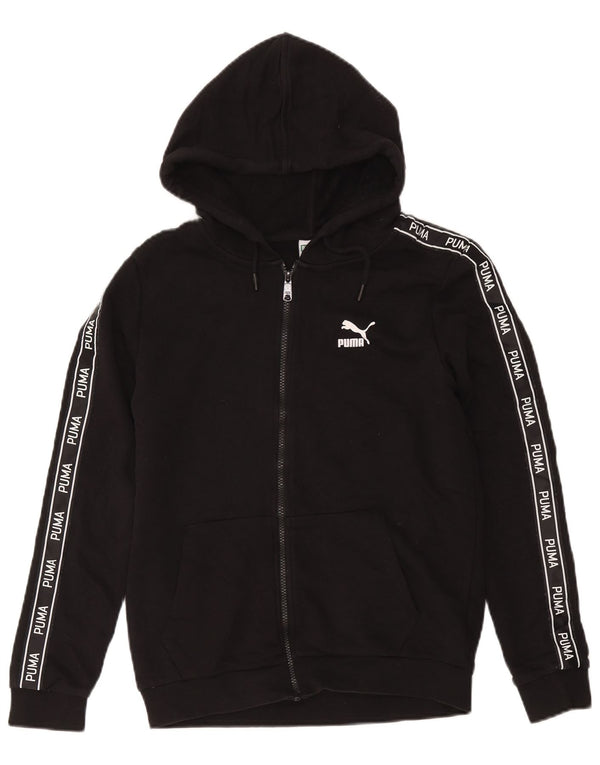 Puma Sudadera con capucha y cremallera gráfica para mujer UK 10 Small Black Cotton