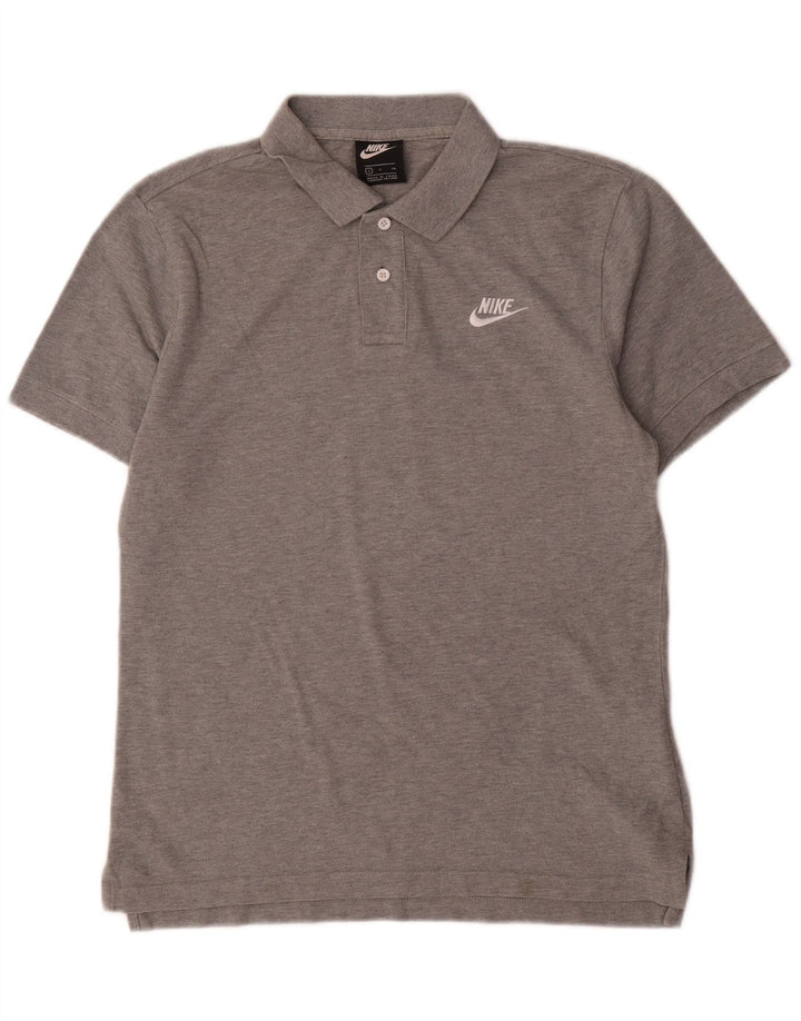 Nike Polo de manga corta para hombre, ajuste regular, talla pequeña, algodón gris