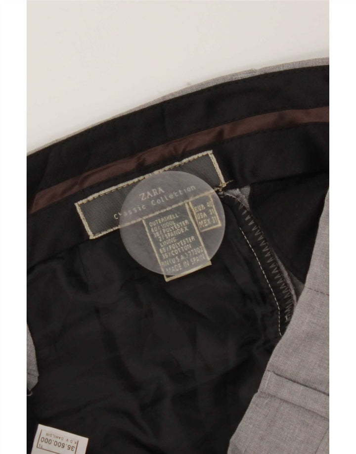 Zara Pantalón de traje recto para hombre EU 40 Medium W31 L31 Lana gris