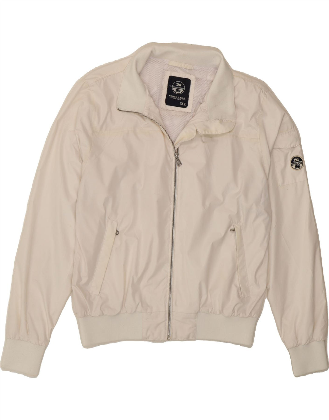NORTH SAILS Mens Bomber Jacket UK 42 XL White Polyester Vintage North Sails and Second-Hand North Sails from Messina Hembry 