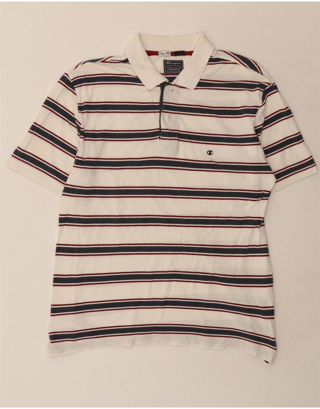 Champion Polo De Ajuste Fácil Para Hombre Grande Blanco A Rayas