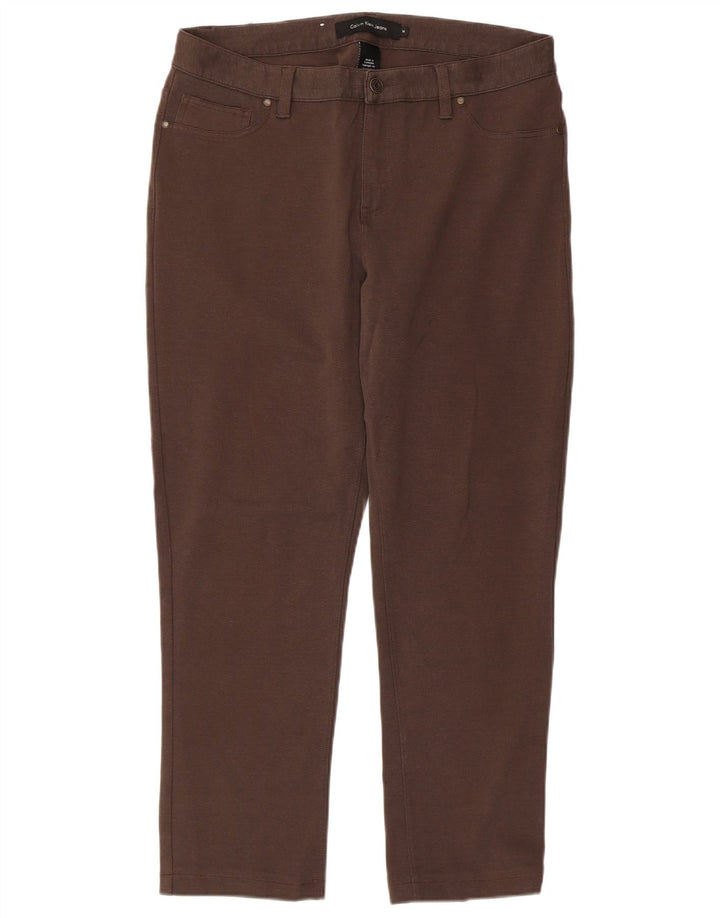 CALVIN KLEIN Pantalones casuales rectos para mujer US 14 XL W36 L27 Algodón marrón