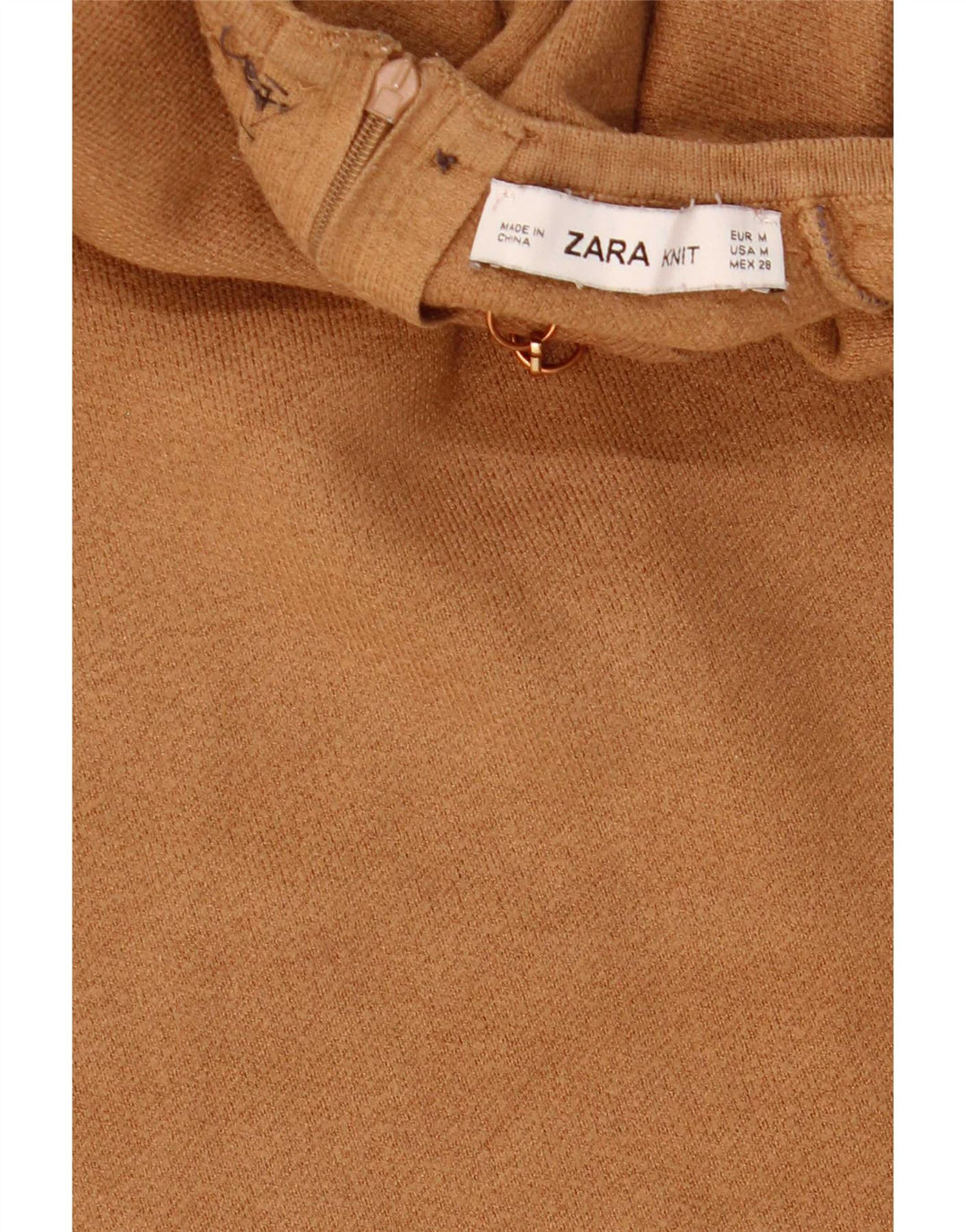 Zara Mujer Crop Top De Manga Corta UK 42 Marrón Medio