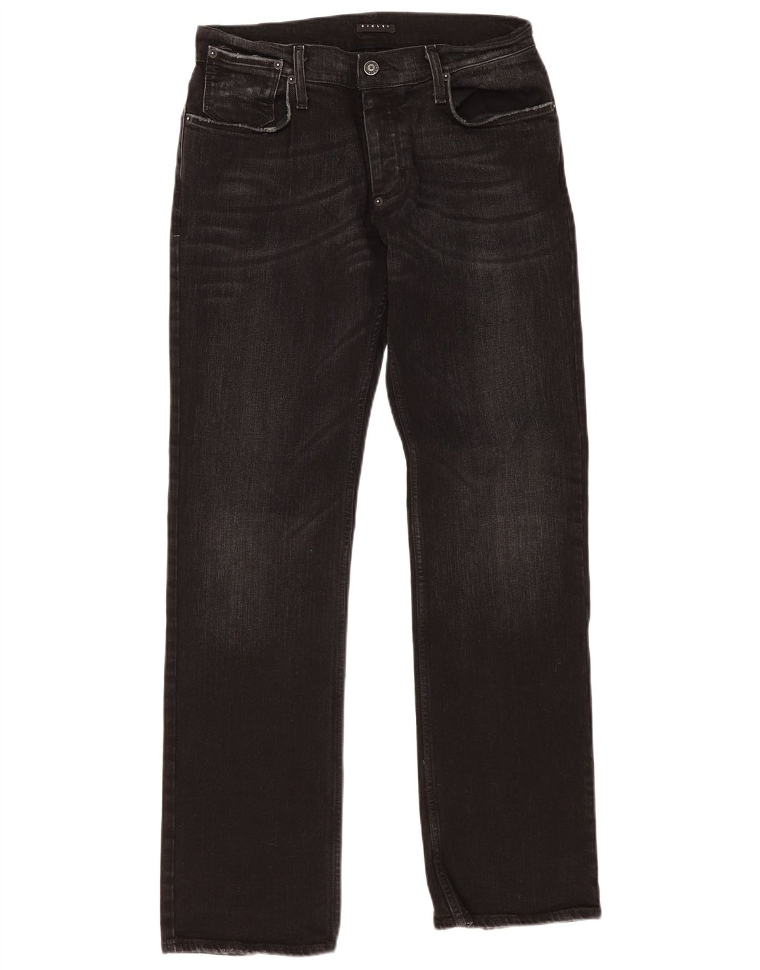 SISLEY Vaqueros rectos gráficos para hombre W32 L32 Algodón negro