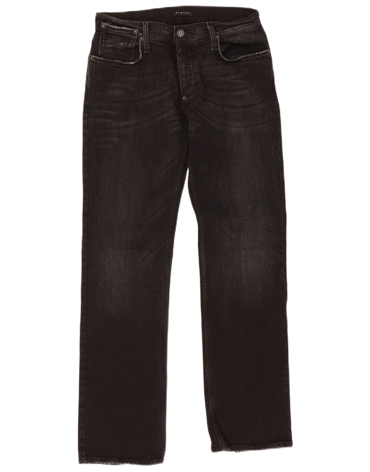 SISLEY Vaqueros rectos gráficos para hombre W32 L32 Algodón negro