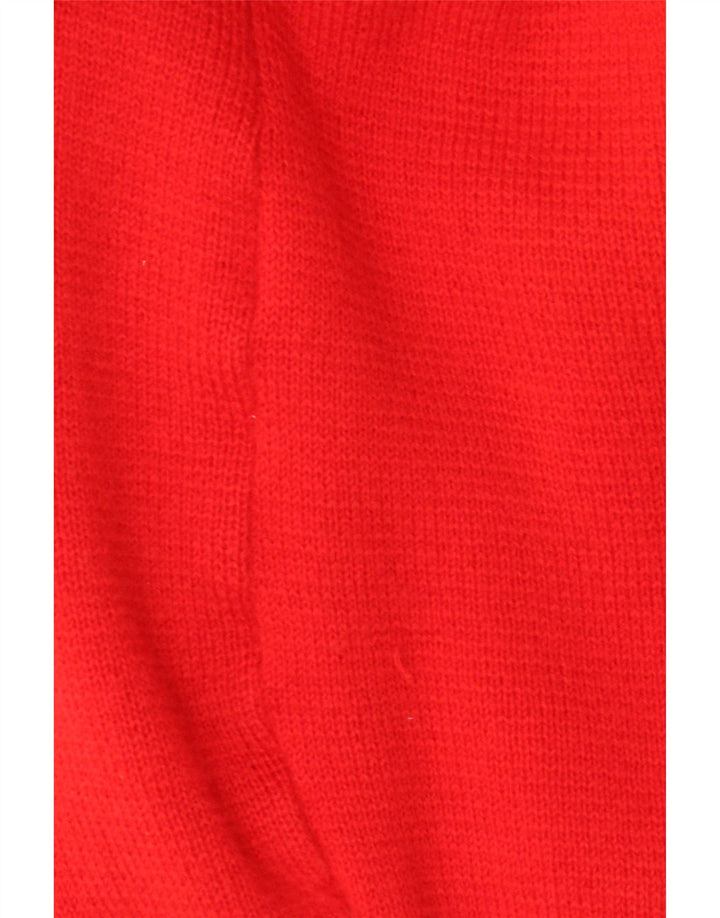 Vintage hombres Cardigan suéter medio rojo lana retro