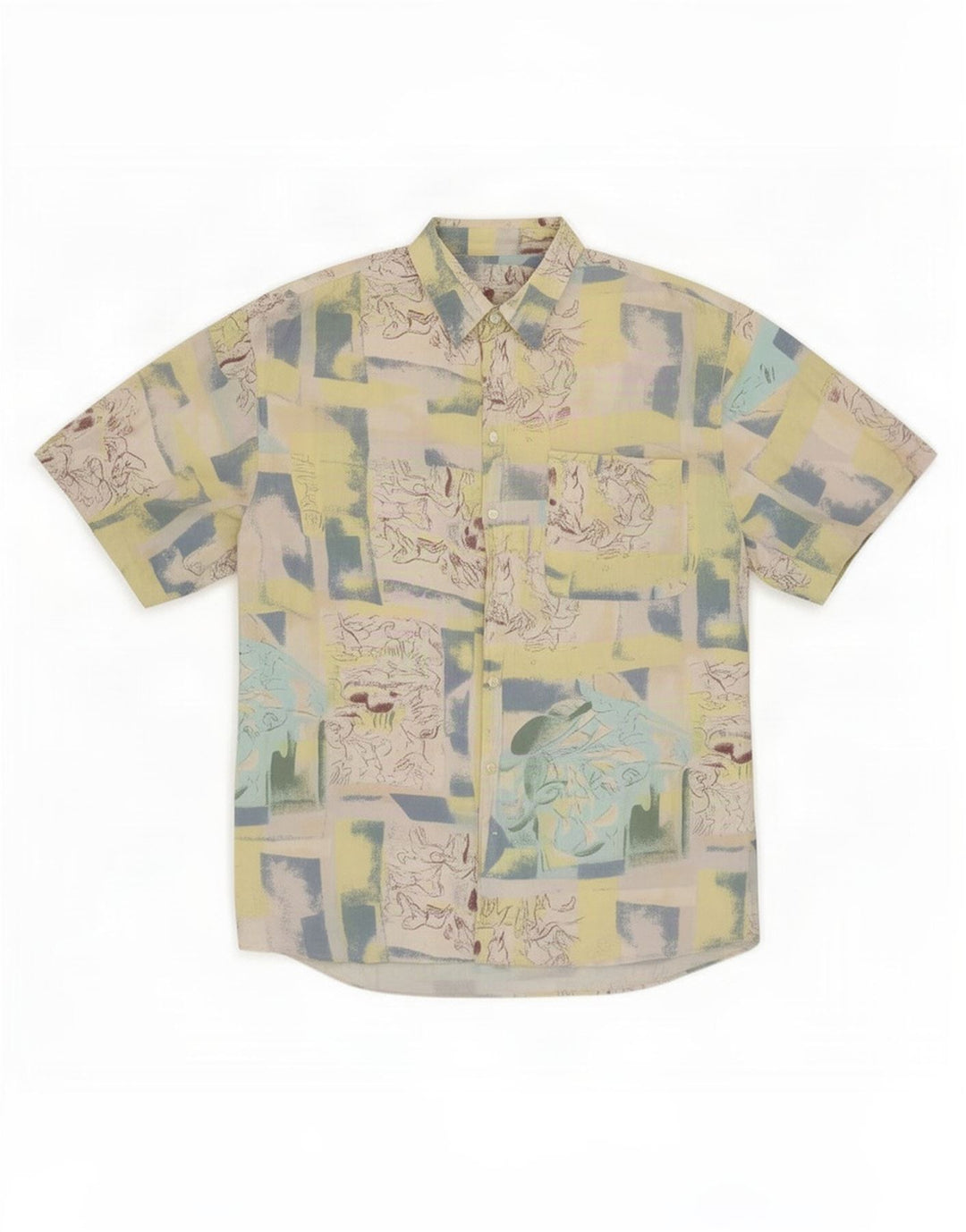 Bodoni Camisa Manga Corta Hombre Talla 39/40 Mediana Patchwork Multicolor