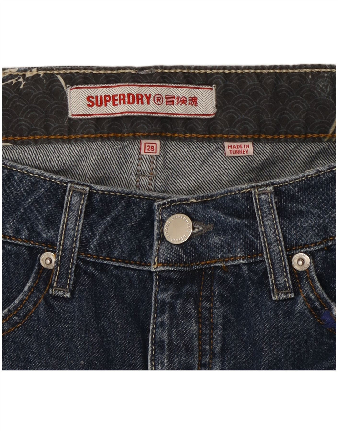 Shorts Vaqueros Superdry Mujer W28 Algodón Azul Marino Medio