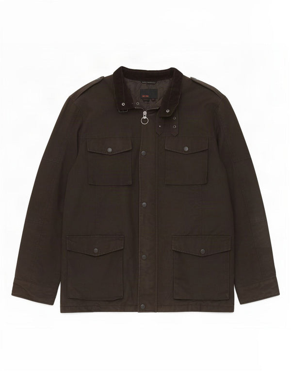Zara Mens Chaqueta De Algodón Encerado UK 44 2XL Marrón