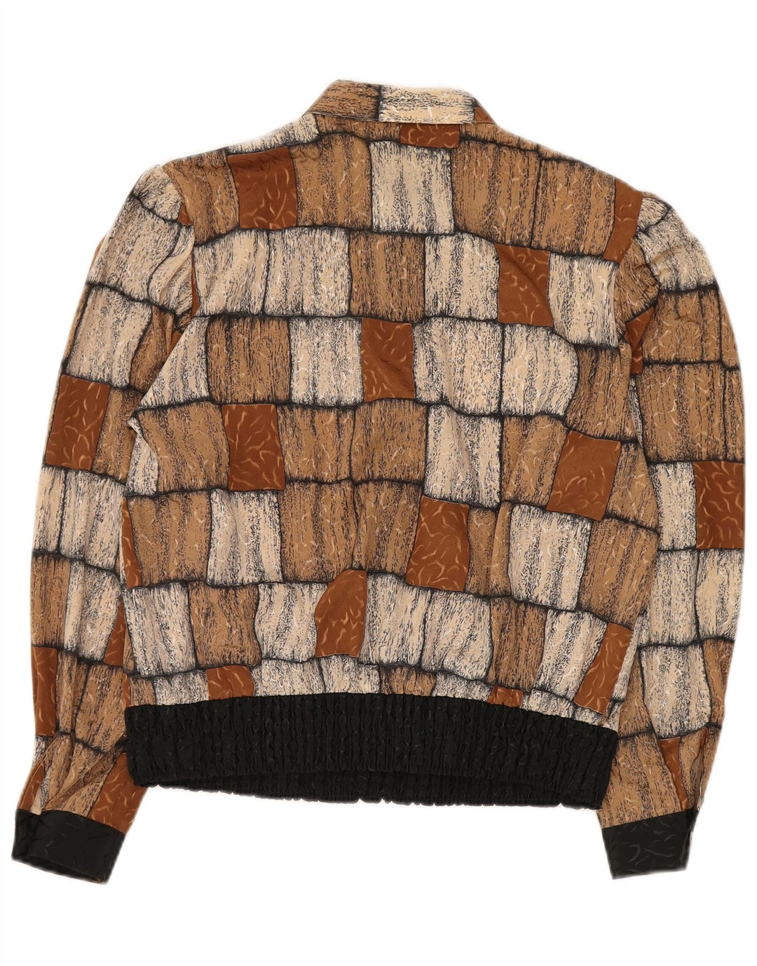 FRANKENWALDER Blusa para mujer EU 42 Grande Marrón Patchwork Poliéster