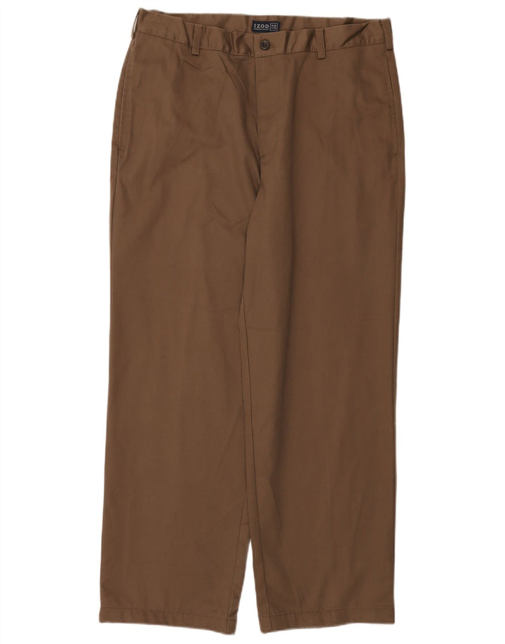 IZOD Pantalón chino recto para hombre W36 L29 Algodón beige