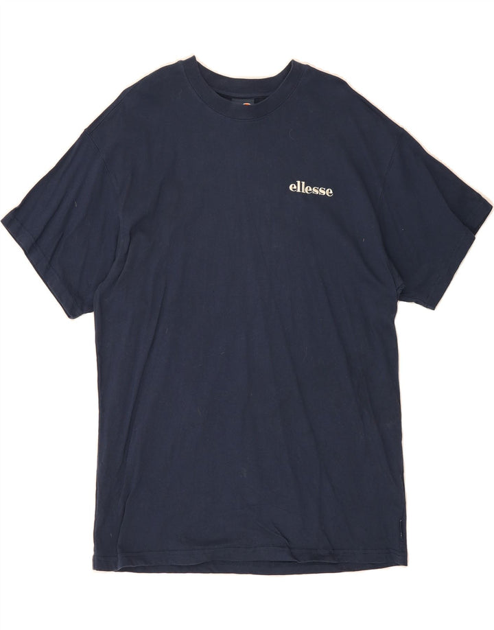 ELLESSE Mens Graphic T-Shirt Top Medium Navy Blue Cotton Vintage Ellesse and Second-Hand Ellesse from Messina Hembry 