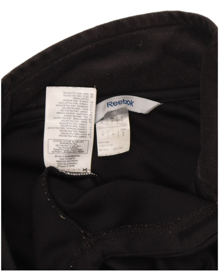 REEBOK Hombre Gráfico Zip Cuello Jersey Chándal Top Pequeño Poliéster Negro