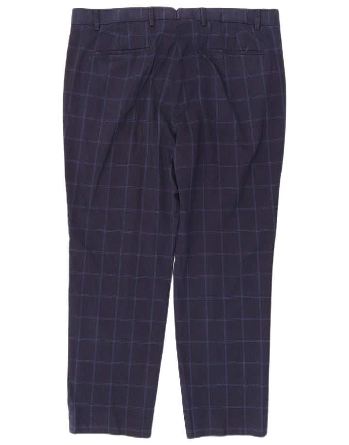 Marks & Spencer Pantalón de traje de corte regular para hombre W38 L29 Cuadros azul marino
