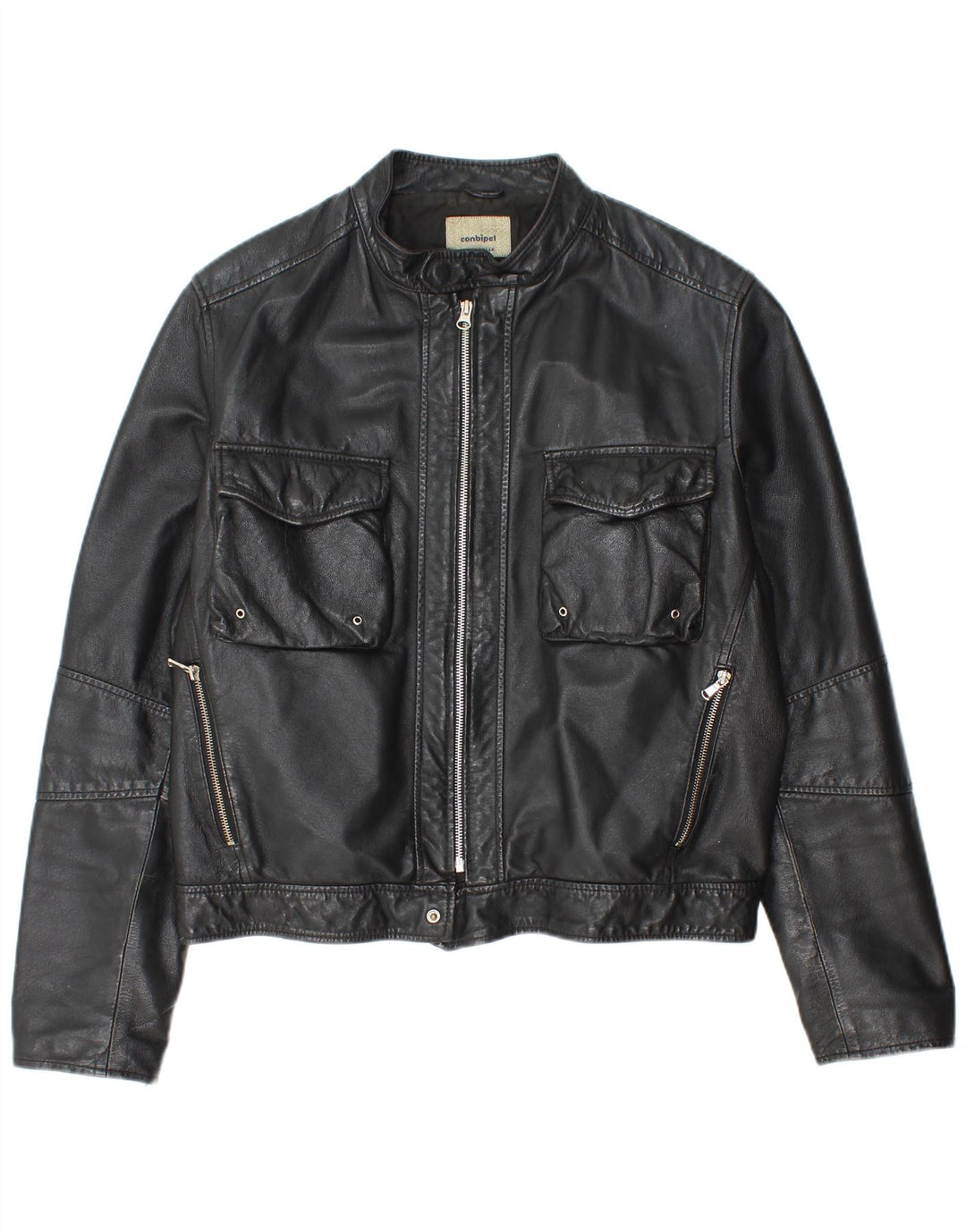 Conbipel Chaqueta De Cuero Para Hombre IT 48 Medium Cuero Negro