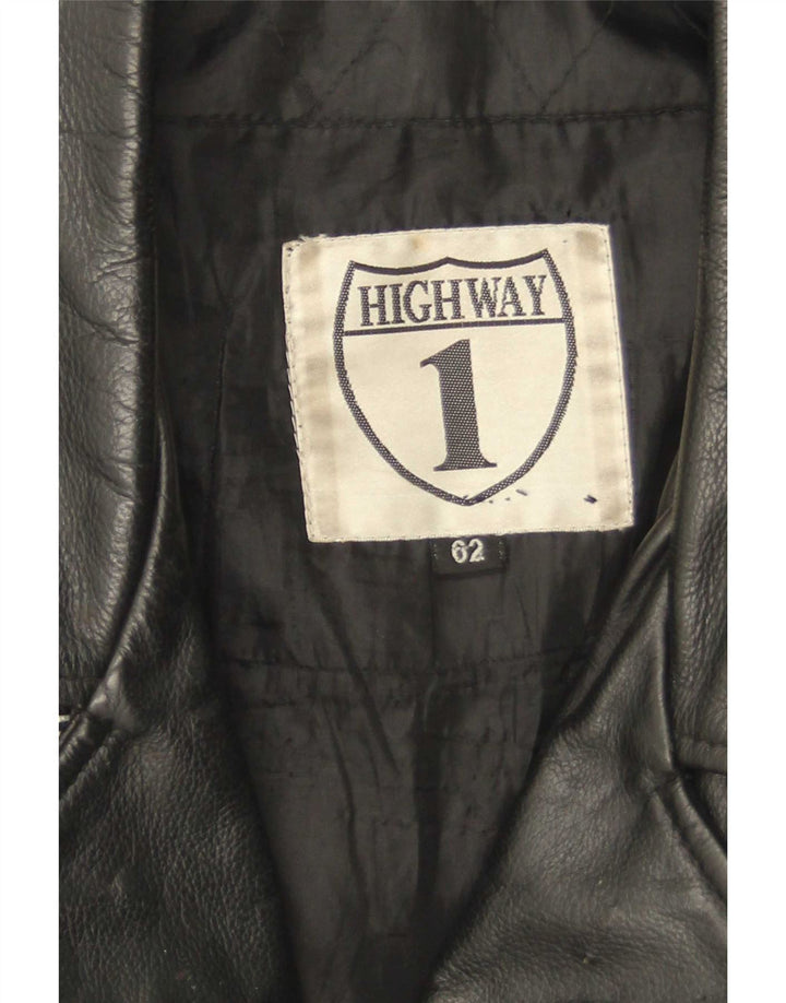 Highway 1 Chaqueta motera de cuero para hombre Talla 62 4XL Cuero negro