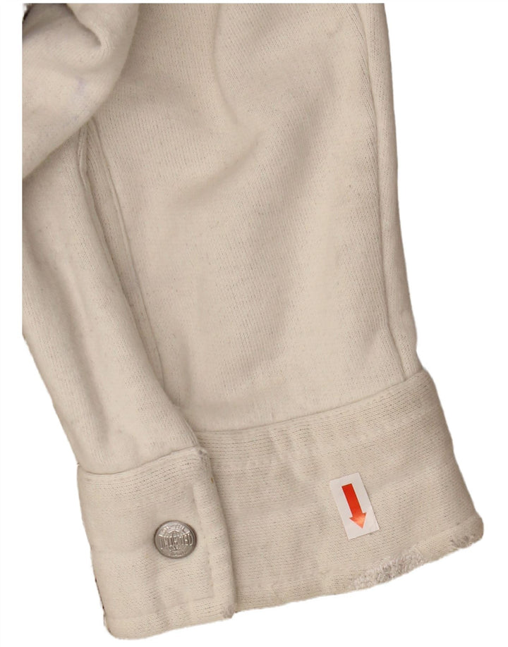 VINTAGE Chaqueta bomber gráfica para hombre Reino Unido 44 2XL Lana a rayas beige