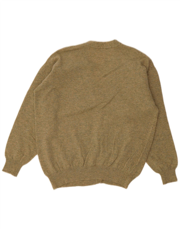 Vintage hombres Cardigan suéter XL lana verde
