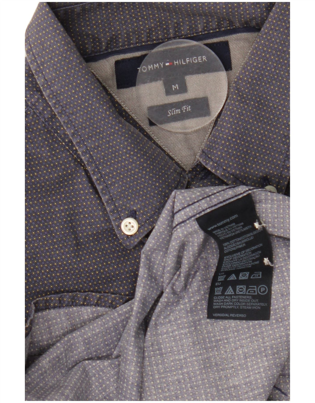TOMMY HILFIGER Camisa slim fit de hombre de algodón con lunares en azul marino medio