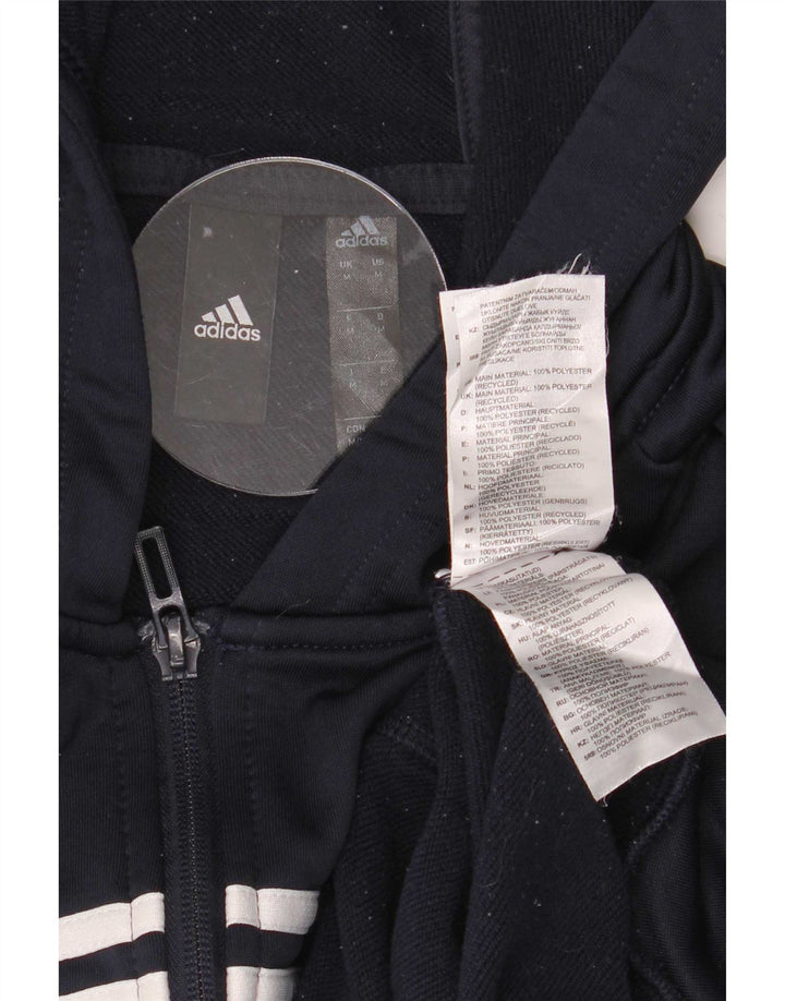 Adidas Hombre Zip Sudadera Con Capucha Suéter Medio Azul Marino Poliéster