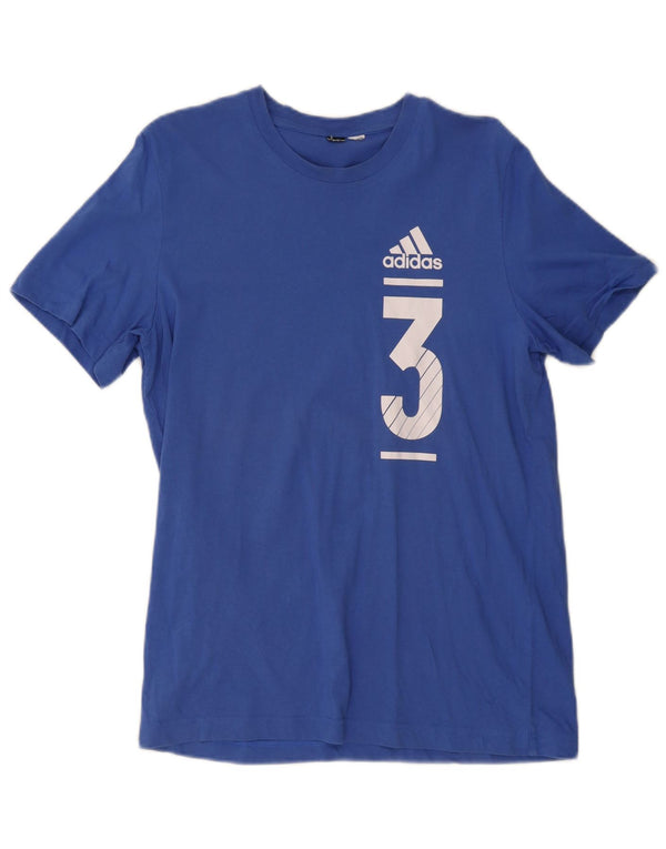 Adidas Hombre Camiseta Gráfica Top Azul Medio