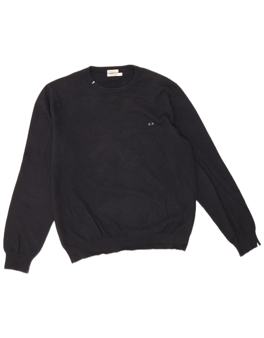 Sun68 - Jersey de cuello redondo para hombre, talla grande, algodón negro