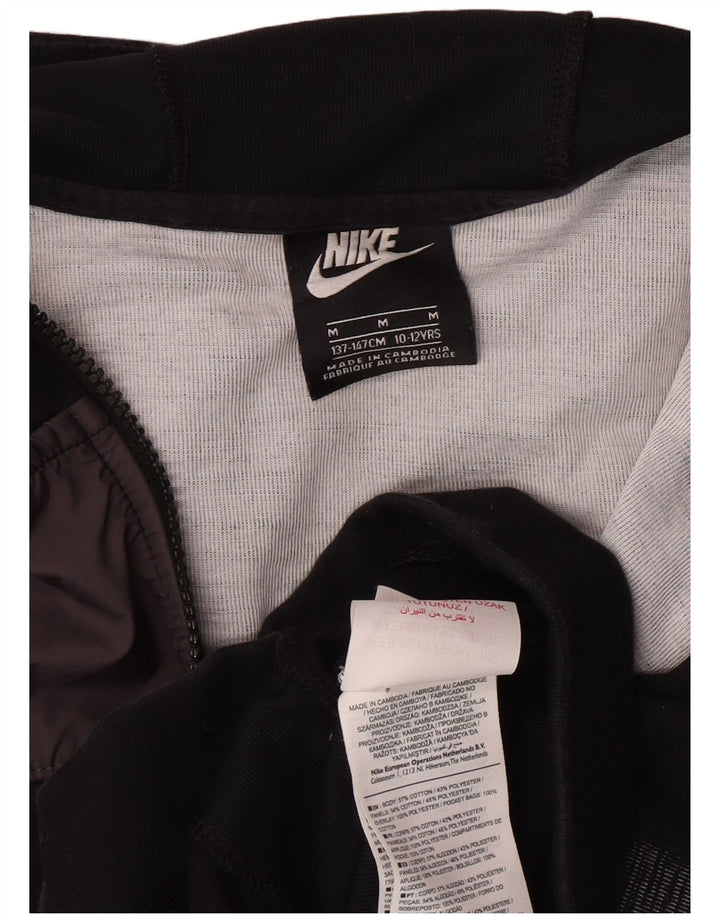 NIKE Sudadera con capucha y cremallera para niños 10-11 años Mediana Algodón color block negro