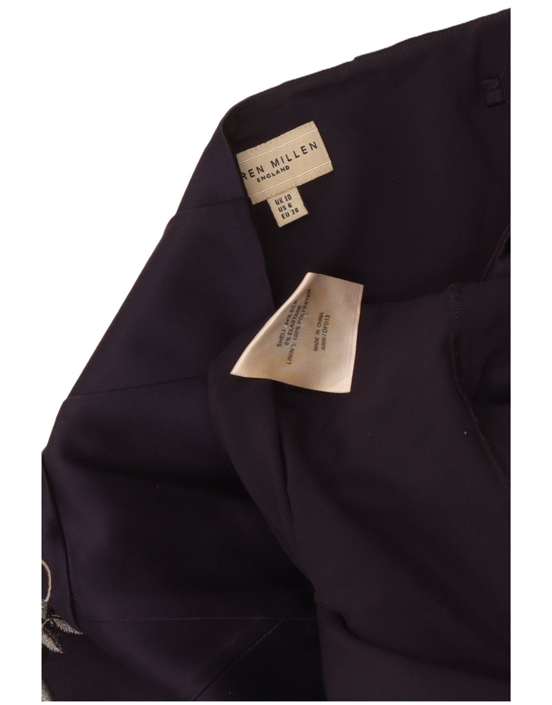 KAREN MILLEN Vestido sin tirantes para mujer UK 10 Small Purple Seda floral