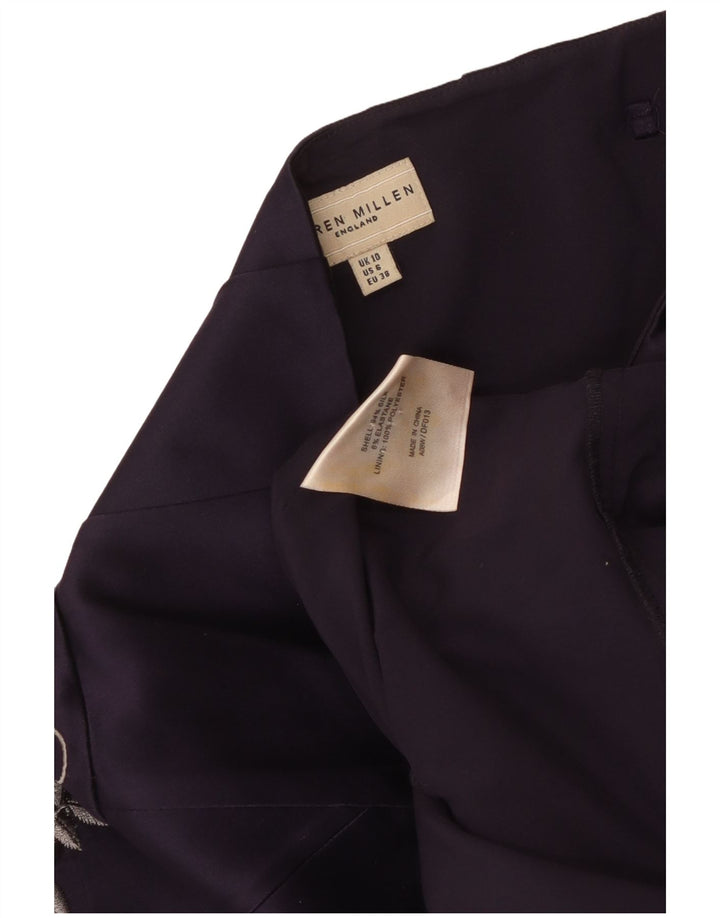 KAREN MILLEN Vestido sin tirantes para mujer UK 10 Small Purple Seda floral