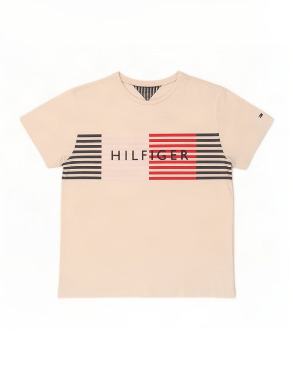 Tommy Hilfiger Camiseta gráfica para mujer Top UK 40 Algodón a rayas blanco mediano