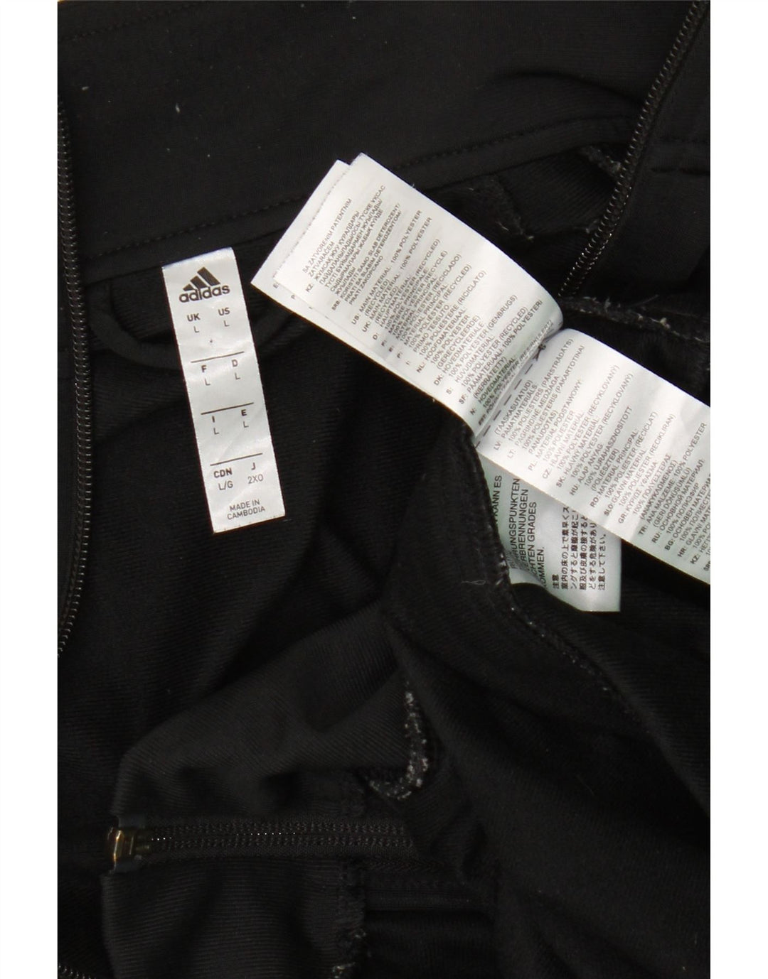 Adidas - Chaqueta de chándal para hombre, talla grande, poliéster negro