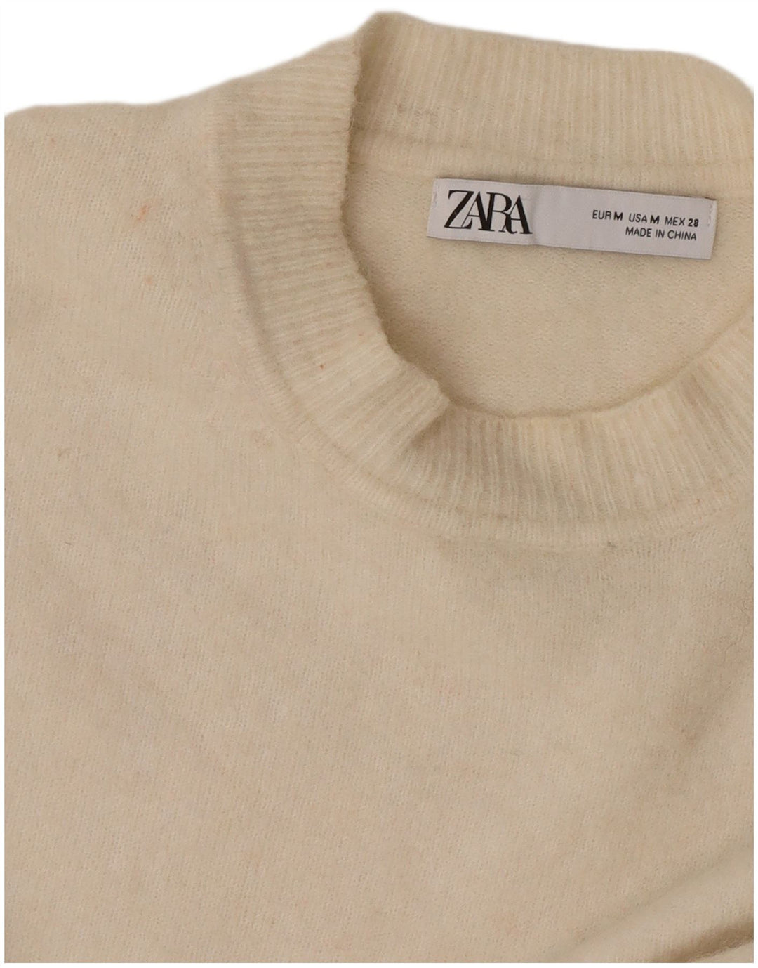 Zara Suéter De Cuello Redondo De Gran Tamaño para Mujer UK 14 Medium Off White