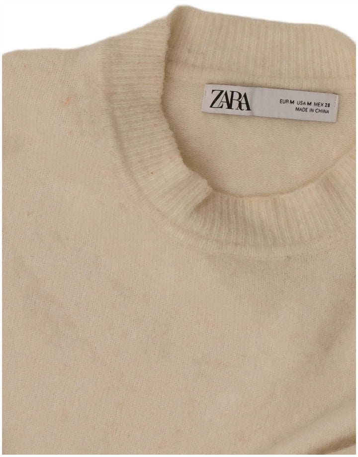 Zara Suéter De Cuello Redondo De Gran Tamaño para Mujer UK 14 Medium Off White