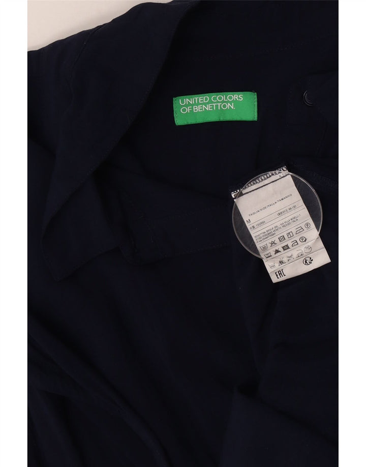 BENETTON Camisa extragrande de manga corta para mujer UK 44 Azul marino mediano