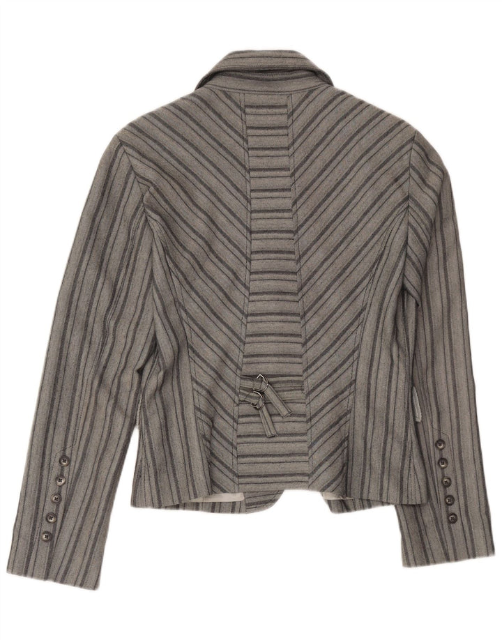 Vintage mujer 2 botones Blazer chaqueta EU 46 XL gris rayas