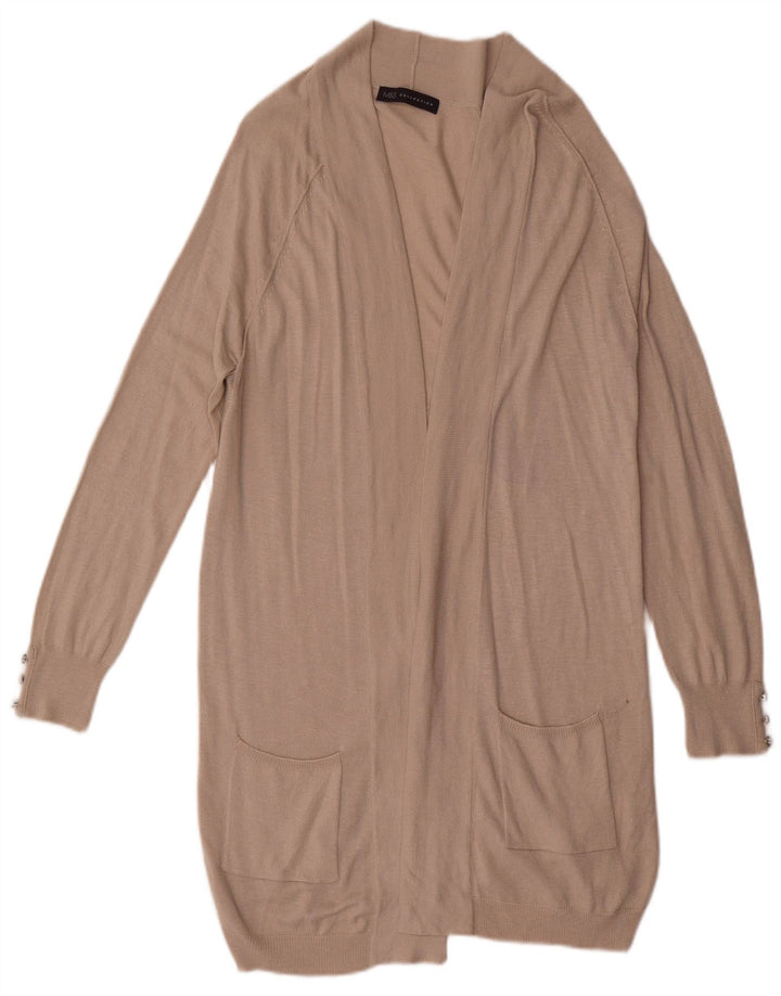Marks & Spencer Suéter Cárdigan Abierto Largo para Mujer UK 8 Small Beige