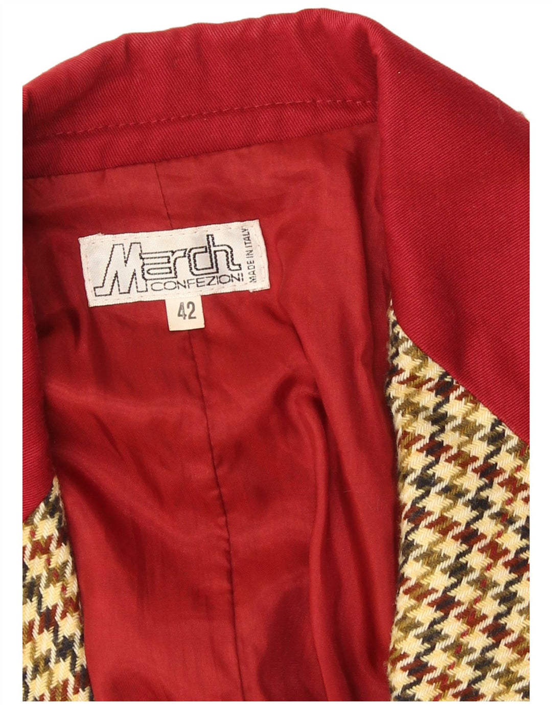 Vintage mujer 2 botones Blazer chaqueta IT 42 Medium Beige Houndstooth