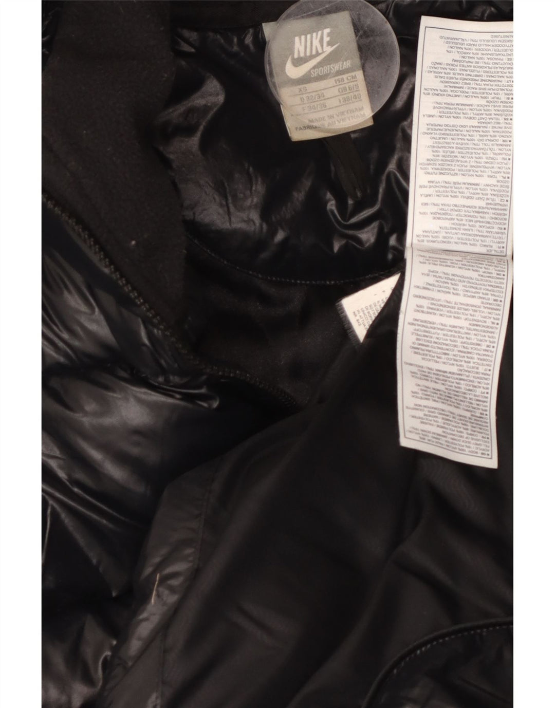 NIKE Chaqueta Acolchada Extragrande con Capucha para Mujer UK 6/8 XS Black Nylon