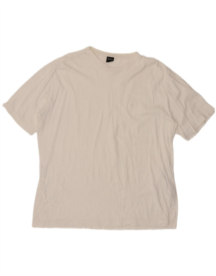 Hugo Boss Hombre Camiseta Top XL Blanco Algodón
