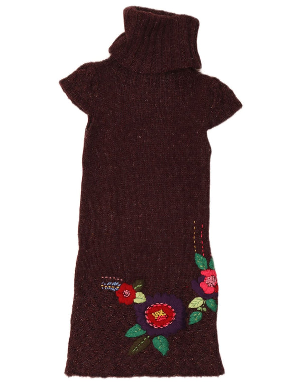 Desigual Vestido tipo jersey gráfico para mujer UK 8 Small Borgoña Floral