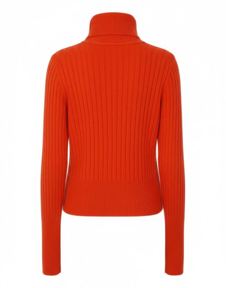Zara Mujer Crop Roll Neck Jumper Sweater UK 12 Mediano Naranja