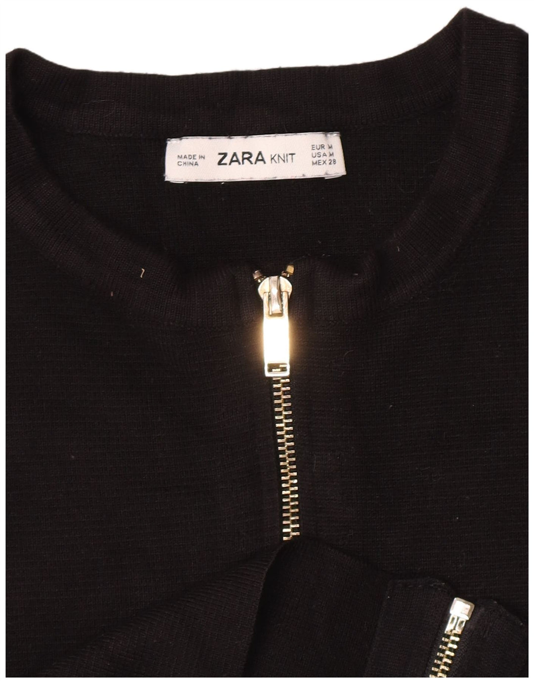 Zara Mujer Crop Cardigan Suéter UK 12 Medium Negro